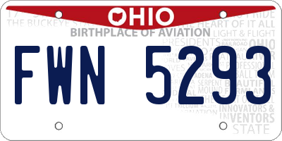 OH license plate FWN5293