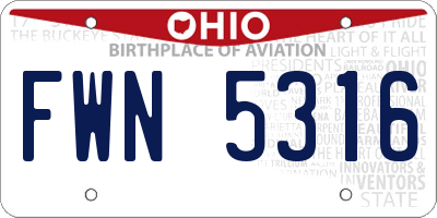 OH license plate FWN5316