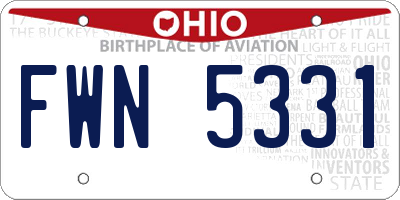 OH license plate FWN5331