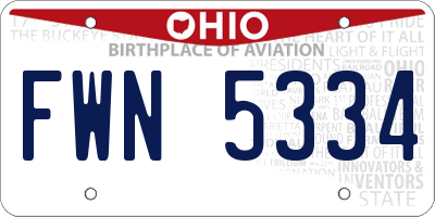 OH license plate FWN5334