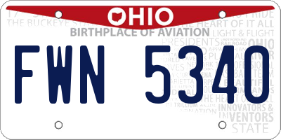 OH license plate FWN5340