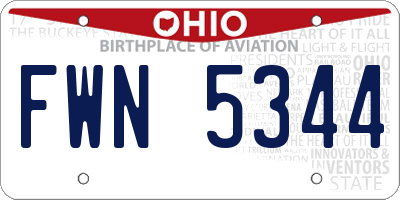 OH license plate FWN5344