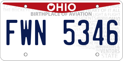 OH license plate FWN5346