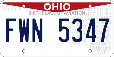 OH license plate FWN5347