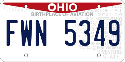 OH license plate FWN5349