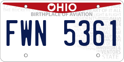 OH license plate FWN5361
