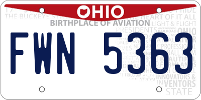 OH license plate FWN5363
