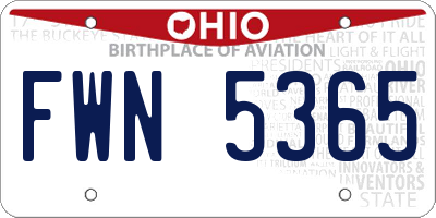 OH license plate FWN5365