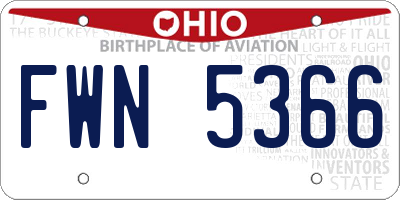OH license plate FWN5366