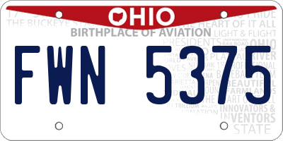 OH license plate FWN5375