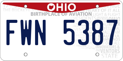 OH license plate FWN5387