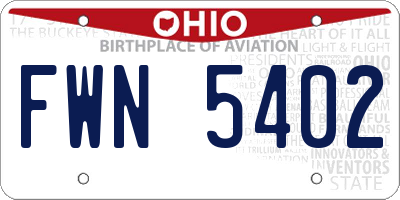 OH license plate FWN5402