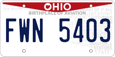OH license plate FWN5403