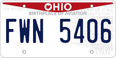 OH license plate FWN5406