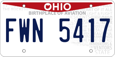 OH license plate FWN5417