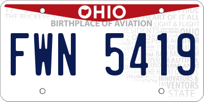 OH license plate FWN5419