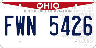 OH license plate FWN5426