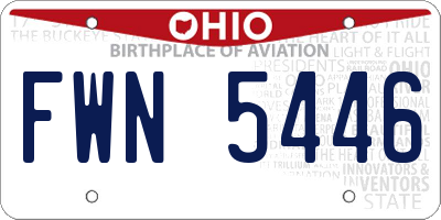 OH license plate FWN5446