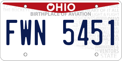 OH license plate FWN5451