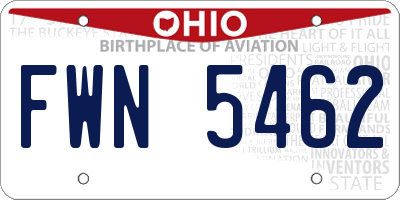 OH license plate FWN5462