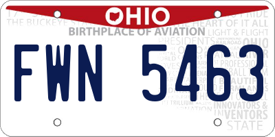 OH license plate FWN5463