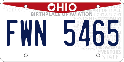 OH license plate FWN5465