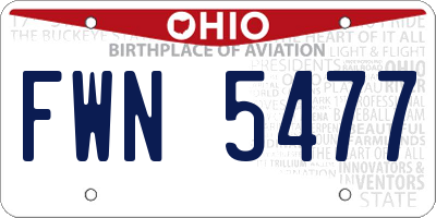 OH license plate FWN5477