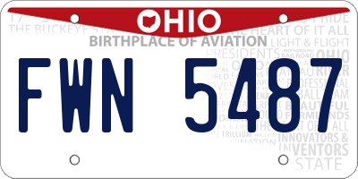 OH license plate FWN5487