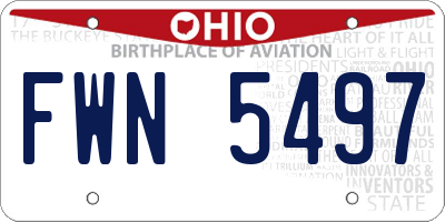 OH license plate FWN5497