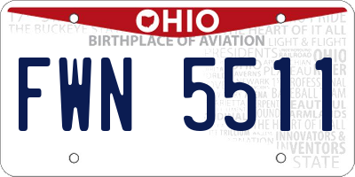 OH license plate FWN5511