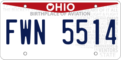 OH license plate FWN5514