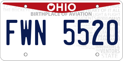OH license plate FWN5520