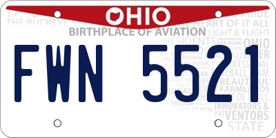 OH license plate FWN5521