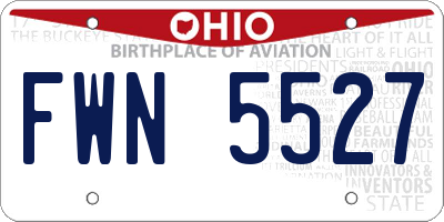 OH license plate FWN5527