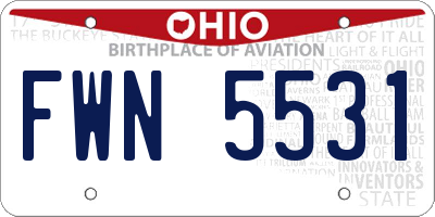 OH license plate FWN5531