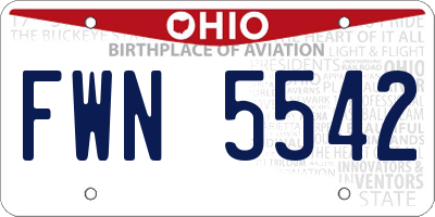 OH license plate FWN5542