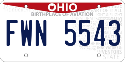 OH license plate FWN5543