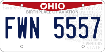 OH license plate FWN5557