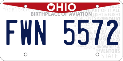 OH license plate FWN5572