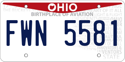 OH license plate FWN5581