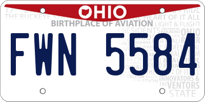 OH license plate FWN5584