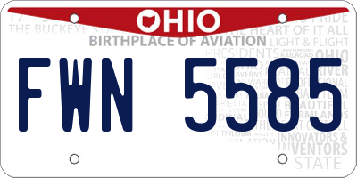 OH license plate FWN5585