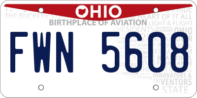 OH license plate FWN5608