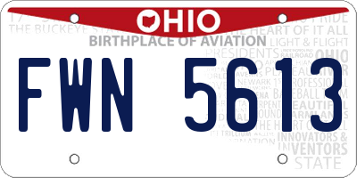 OH license plate FWN5613