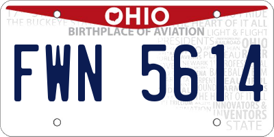 OH license plate FWN5614