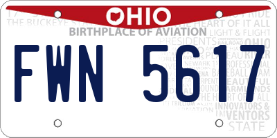 OH license plate FWN5617