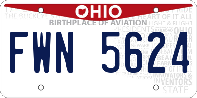 OH license plate FWN5624