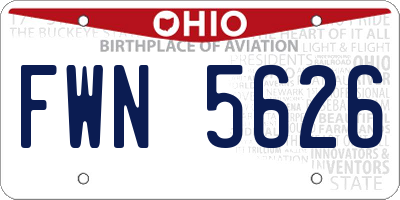 OH license plate FWN5626