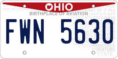 OH license plate FWN5630