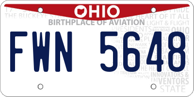 OH license plate FWN5648